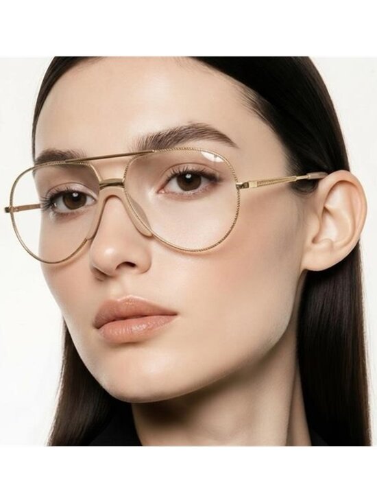 New GUCCI UNISEX AVIATOR GOLD GOLD TRANSPARENT SUNGLASSES GG0432S-30006312-001 main image 8